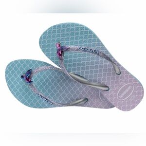 Havaianas Mermaid Glitter Flip Flops Girls Size 2Y / EUR 33/34 (Blue & Purple)